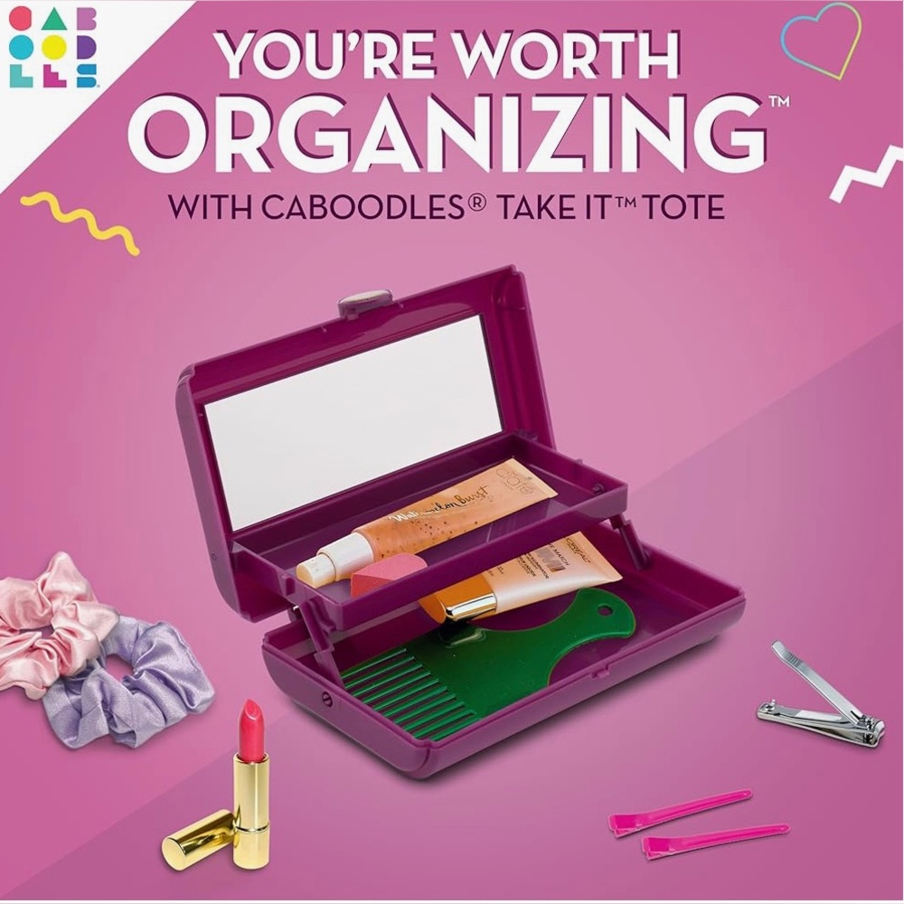 NWT Caboodles Take It Touch Up Tote Cosmetic Case, purple